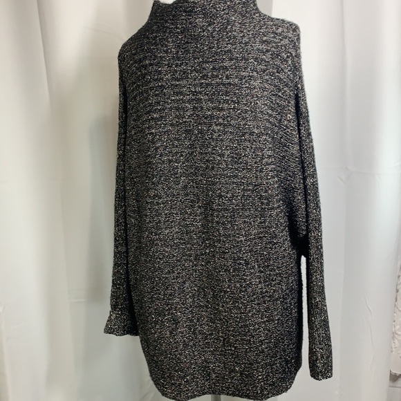 Max Studio Soft & Cozy Slouchy Batwing Mock Neck Sweater Grey Black, Sz XL - Picture 7 of 13